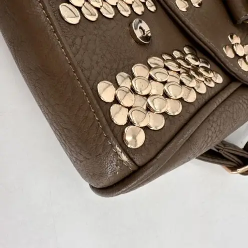 NWT MMS Design Studio Brown & Gold Studded vegan leather Crossbody shoulder Bag