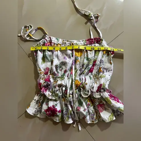 Mine tank with ties Crop Top sleeveless size M colorful lightweight floral Pink Size M