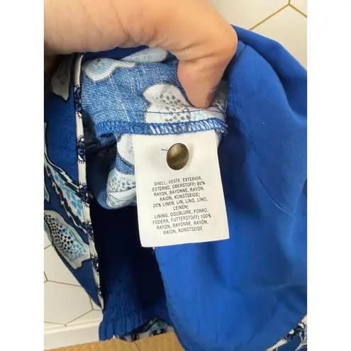 Maeve by Anthropologie Linen Blend Blue Floral Alyssa Halter Top - Size - 14