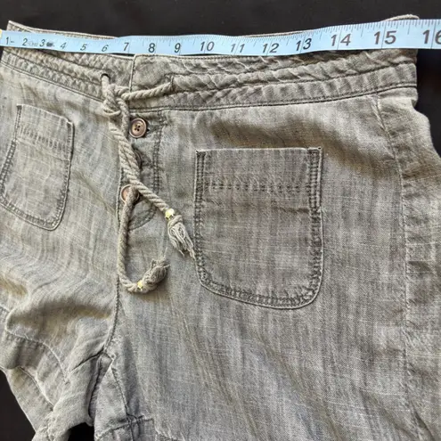 Level 99 Anthropologie Shorts Gray Linen Button Front Pockets Women's Size 26
