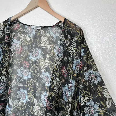 American Eagle Outfitters Sheer Chiffon Floral Kimono Black L/XL Boho