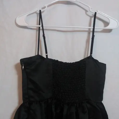 Future Collective Holiday Sweetheart Bubble Satin Midi Dress Black Classic Sz S