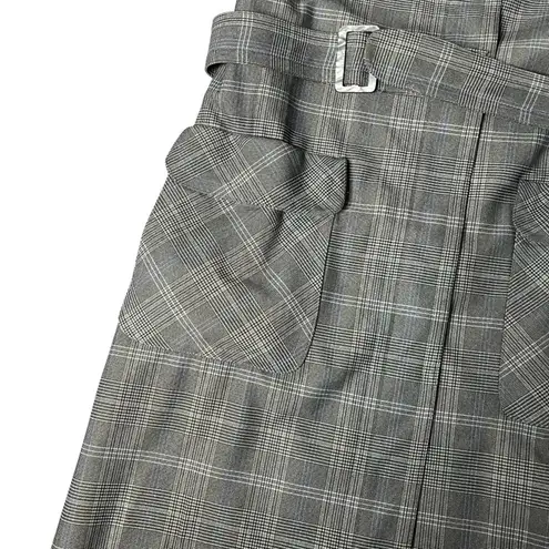 DONALD BROOKS For Main Street Plaid Trench Coat Belted Epaulets Fits Size Small Gray