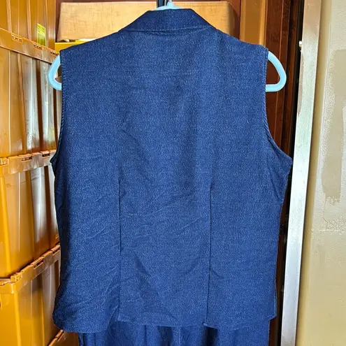 Vintage Indulgence Indigo Blue Jean Vest Pantsuit Size Large