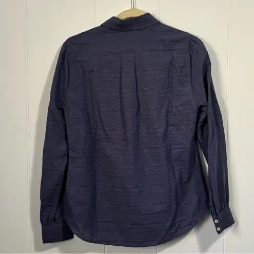 Untuckit Blue Eyelet Carmella Button Up Top Coastal 4 Blue