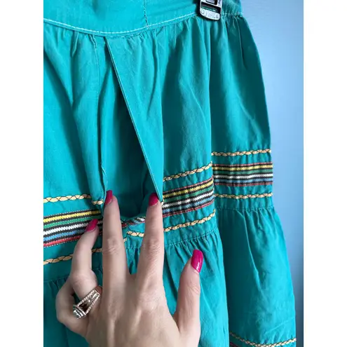 Vintage Turqouis Colorful Stitch Women's Skirt Green