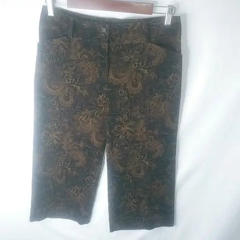 Harolds 2 30x20 Chocolate Paisley Courderoy Crop Pants Brown