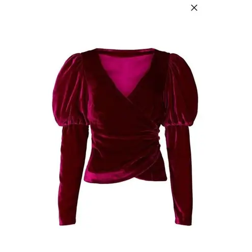 Cinq à Sept Rent the runway sz small cinq a sept pink Theo velvet top v-neck elegant blouse