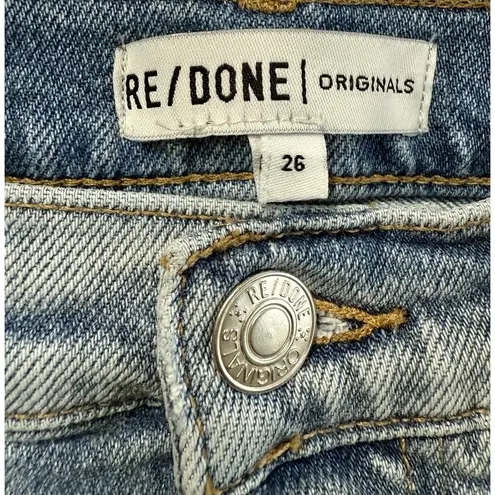 RE/DONE $265 High Rise 90's Ankle Crop Jeans Lived Light Wash Straight Leg SZ 26