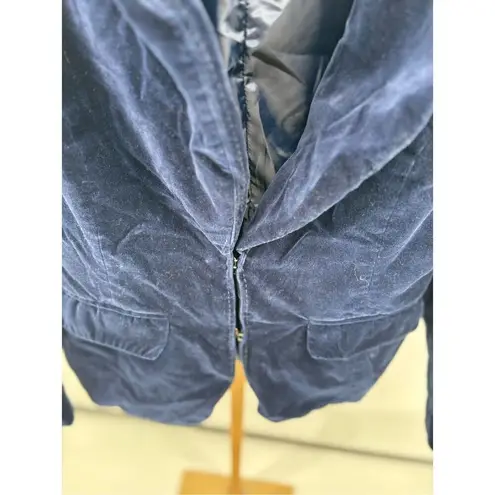 COTE FEMME Blazer Blue Velvet Jacket Lapel Women’s Size 10 97% Cotton Blue