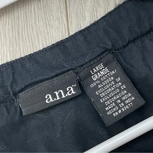 a.n.a Y2K Peasant Top cotton v neck babydoll womens Black (large) vintage casual retro