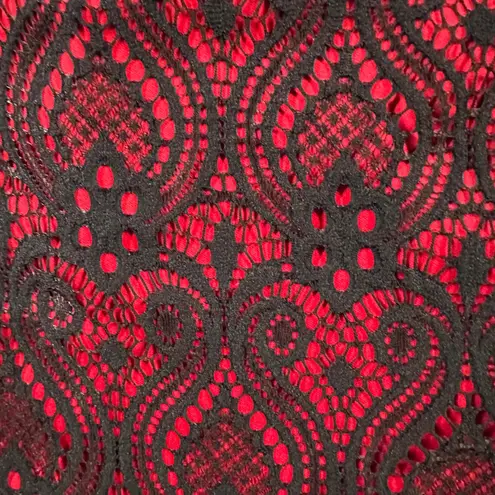 Connected Apparel Dress Womens 8P Black Velvet Red Lace Sheath Party Career