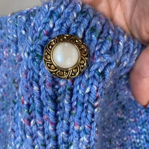 Source Unknown Boutique Dreamy Blue Pointelle Knit Cardigan with White Buttons Size Medium