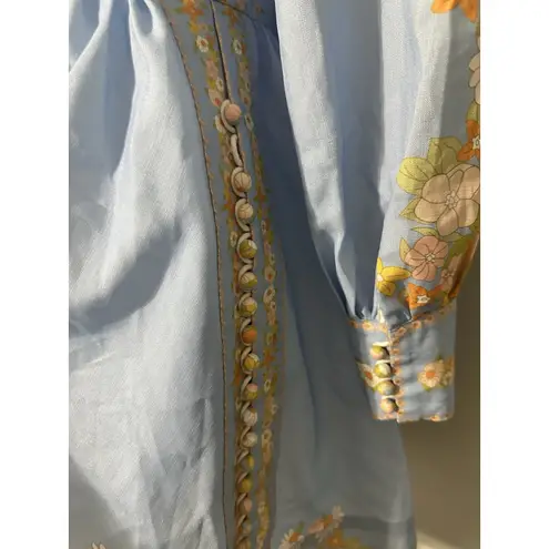 Beulah Tuckernuck Leila Floral Mini Button Down Dress Puff Sleeve Size S READ