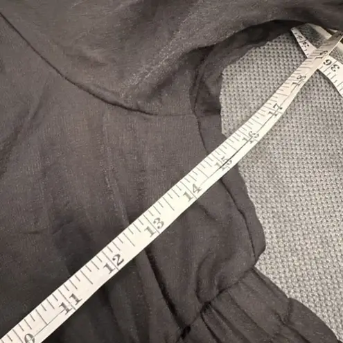 Puff Sleeve Deep V Neck Midi Dress Tiered A Line Small Goth, Voodoo, Cottagegoth Black