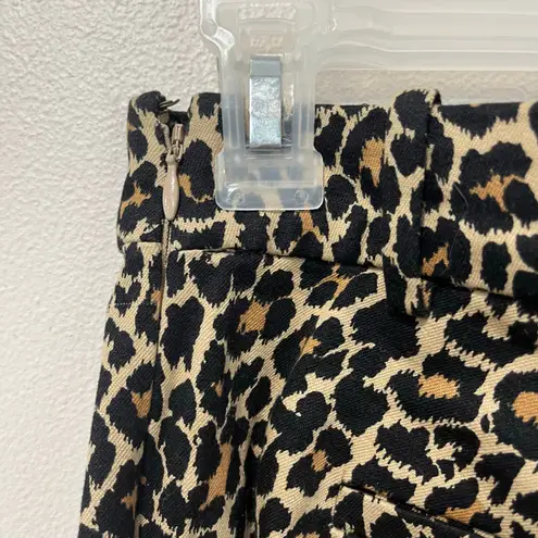 J.Crew Minnie Pants Leopard Print Stretch Skinny Ankle Classic Work Chic Sz S Black