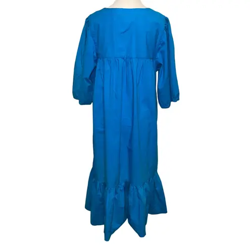 Sandy Starkman Loungewear Vintage Embroidered Nightgown Turquoise Est. Size M Blue