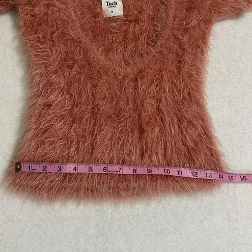 TACH Pink Boxy Crop Top with Fuzzy Texture Size S