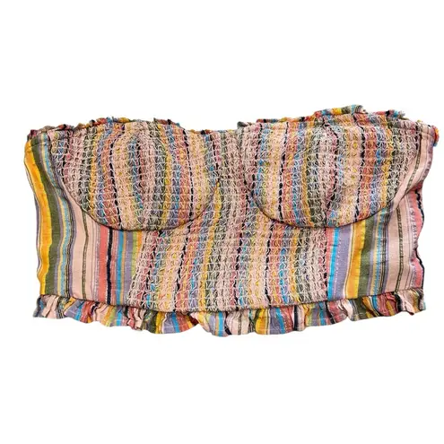 Pilcro Women’s Size M Rainbow Smocked Top Festival Going Out Strapless Pink Size M