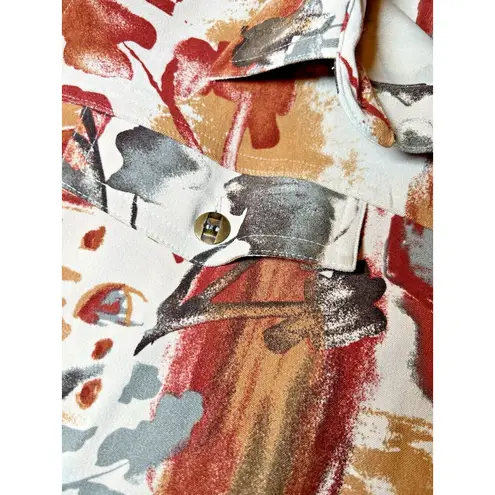 Christopher & Banks Blazer Womens Size Large Tan Multicolor Full Button Stretch