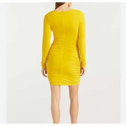Cinq à Sept NWOT cinq a sept Women's Yellow Miah Long Sleeves Ruched Mini Dress Size 2