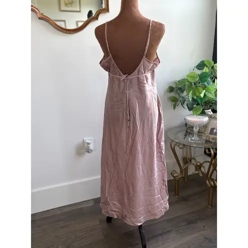 Gilligan OMalley Elegant Silky Feel Medium Pink Lace Trim Lingerie Nightgown