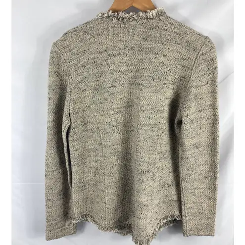 Nic+Zoe NWOT Range Tweed Jacket Open Front Raw Fringe Trim XS