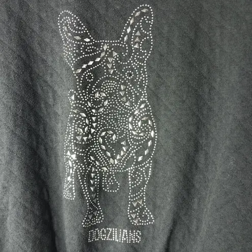 Dogzilians S Zip Front Bling Quilted Dog Lover Jacket in Dusty Black Silver - Image 5