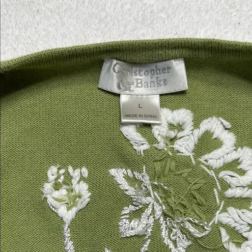 Christopher & Banks Green Embroidered Cardigan – Size Large