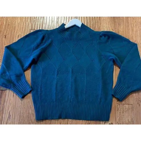 Fat Face UK Lara pointelle wool blend jumper sweater 14 Blue