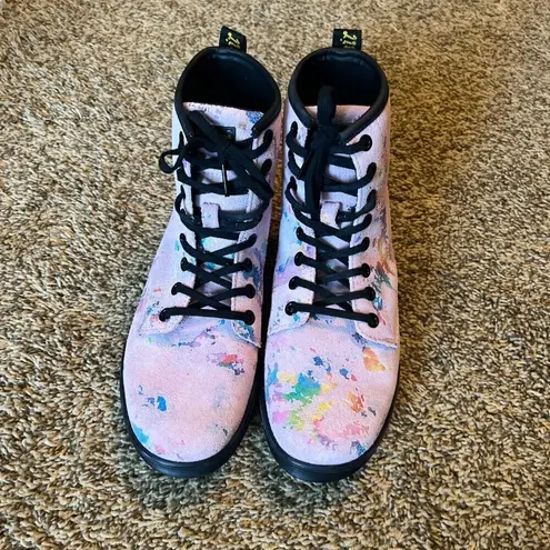 Dr. Martens  Sheridan Pink Rainbow Burst Suede Boots