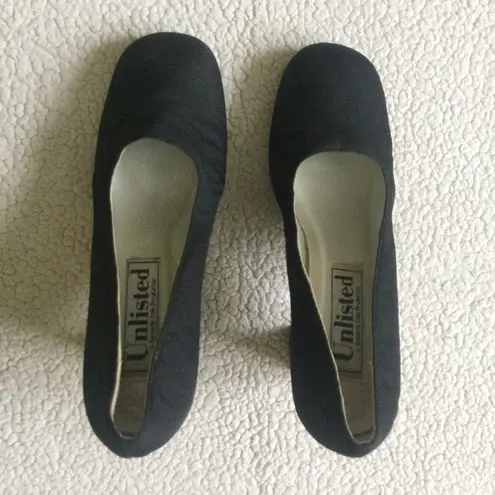 Vintage 90s Unlisted Black Chunky Fabric High Heel Shoes