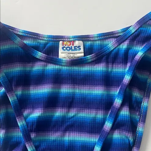Vtg Rare 90s Y2K Hot Coles Bright Colorful Funky Top Sz S Blue
