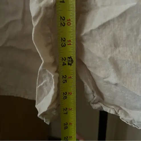 Bella Dahl Smocked Waist Side Slit Wide Leg Pants 100% Linen Beige NWT $174 Sz M