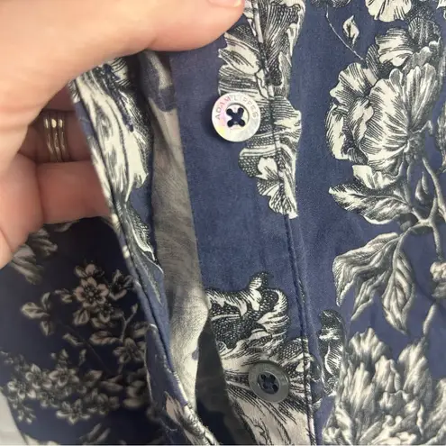 Adam Lippes  front tie button down floral cropped top USA size XS mother of pearl