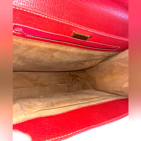 Loewe Red Textured Leather Shoulder Tote Bag Vintage Spain Authentic Luxury