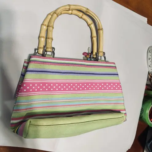 Tianni Ribbon Handbag Purse Bamboo Handles Mini Tote colorful bag Spring Easter Green