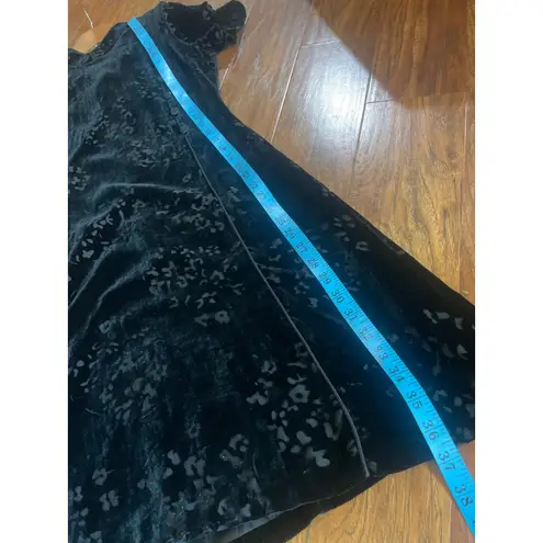 Vintage 90's Y2k Mini Velvet Burnout Cheongsam Dress Black GOTH GRUNGE Size 6