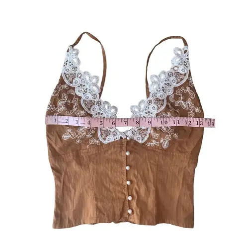 Free People  Lace Stevie Cami With Pearl Buttons