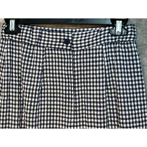 VTG Etoile Skirt Set Size 6 Navy Gingham Peplum Preppy Twee 80s 90s Heritage Blue