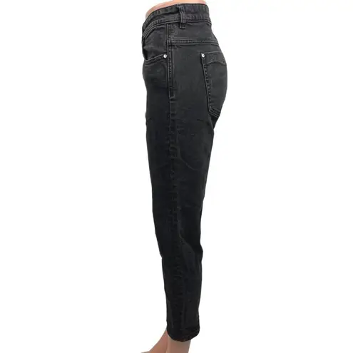 ZARA  Black Mid Rise Denim Cotton Stretch Casual Cropped Skinny Jeans Size 12