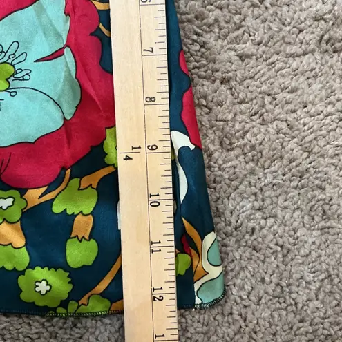 Boston Proper 100% Silk Floral Tunic Top Beaded Embellishment Bohemian Blouse L