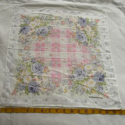 White and pink gingham floral print bandana 0809