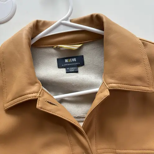 Maeve Tan Camel Tone Faux Leather Oversized Jacket Size XXS