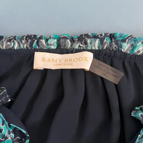 Ramy Brook Luanne Silk Pleated Teal Combo Blouse