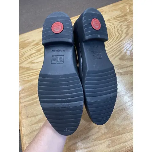 FitFlop Signey Mixte Ankle Boots Women's 9 Black Leather Round Toe Bootie S42