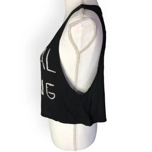 Normal Is Boring Black Sleeveless Cut Out Cropped Tank Top