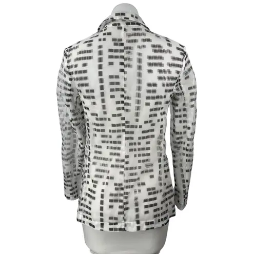 Emporio Armani White Black Long Sleeve Abstract Square Blazer Coat Jacket Sz S/M