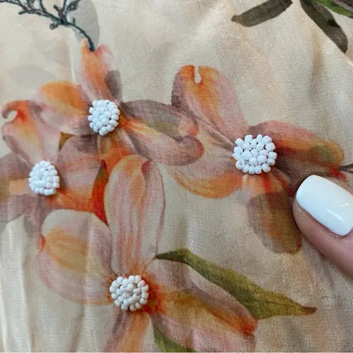 Anthropologie  Siddhartha Bansal Ruffled Tie-Neck Beaded Floral Dress Size XXS