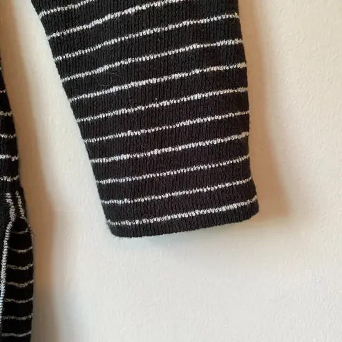 J.Jill  Womens XS Long Sleeve Boat Neck Striped Pullover Sweater Tunic Top Black